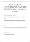 IMCI INTEGRATED  MANAGEMENT OF CHILDHOOD  ILLNESS Questions and Correct  Answers