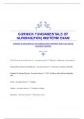 GURNICK FUNDAMENTALS OF NURSING{FON} MIDTERM EXAM|ACCURATE ANSWERS|VERIFIED