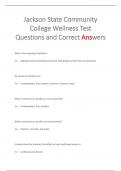 Jackson State Community  College Wellness Test Questions and Correct Answers