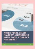 NWTC FINAL EXAM (LATEST) QUESTIONS WITH 100% CORRECT ANSWERS!!