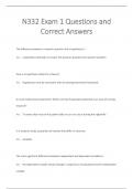 N332 Exam 1 Questions and  Correct Answers 