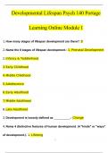 Module 1 Developmental Lifespan Psych 140 Portage Learning Online Questions and Answers (2024 / 2025) (Verified Answers)