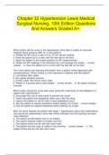  Chapter 32 Hypertension Lewis Medical Surgical Nursing, 10th Edition Questions And Answers Graded A+.