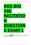 ASU BIO 340 RECITATION QUESTIONS EXAM 1.