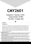 CMY2601 Assignment 1 (ANSWERS) Semester 2 2024 - DISTINCTION GUARANTEED