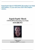 Sepsis/Septic Shock UNFOLDING Reasoning Case Study Jack Holmes, 72 years old Latest 2024 with complete solution