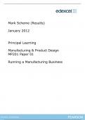 Principal Learning  Manufacturing & Product Design  MP201 Paper 01 Mark Scheme