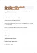 OKLAHOMA LIFE & HEALTH INSURANCE - EXAM  QUESTIONS & ANSWERS SCORED A+ TO PASS