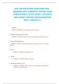 UHC CERTIFICATIONS QUESTIONS AND  ANSWERS 2024 CURRENTLY TESTING EXAM  VERSION AND A STUDY GUIDE | ACCURATE  AND EXPERT VERIFIED FOR GUARANTEED  PASS | GRADED A |