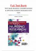 Test Bank - for Reading, Understanding, and Applying Nursing Research 6th Edition By James A. Fain, All Chapters 1-15 | Complete Guide A+