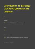 Introduction to Sociology  SOCY100 Questions and  Answers