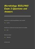 Microbiology BIOL2460 Exam 2 Questions and  Answers