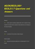 MICROBIOLOGY  BIOL2117 Questions and  Answers