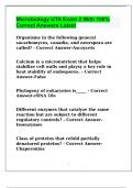 Microbiology UTA Exam 2 With 100% Correct Answers Latest