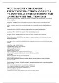 WGU D116 UNIT 4 PHARM SIDE EFFECTS/INTERACTIONS AND UNIT 5 TRANSITIONAL CARE QUESTIONS AND ANSWERS WITH SOLUTIONS 2024