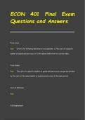 ECON 401 Final Exam Questions and Answers