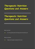 Therapeutic Nutrition Questions and Answers