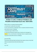 Section 11 unit 5: Antitrust Violations and Penalties Actual Exam Qs & Ans/ 2024-2025. 