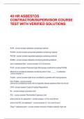 40 HR ASBESTOS CONTRACTOR/SUPERVISOR COURSE TEST WITH VERIFIED SOLUTIONS