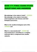 BIOD 171 FINAL EXAM STUDY  QUESTIONS AND ANSWERS