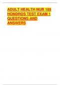 ADULT HEALTH NUR 185  HONDROS TEST EXAM 1  QUESTIONS AND  ANSWERS