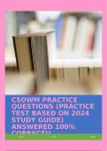 CSOWM PRACTICE QUESTIONS (PRACTICE TEST BASED ON 2024 STUDY GUIDE) ANSWERED 100% CORRECT!!