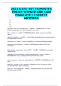 2024 NYPD 1ST TRIMESTER POLICE SCIENCE AND LAW EXAM WITH CORRECT ANSWERS