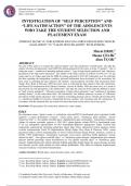 INVESTIGATION OF “SELF PERCEPTION” AND  “LIFE SATISFACTION” OF THE ADOLESCENTS  WHO TAKE THE STUDENT SELECTION AND  PLACEMENT EXAM