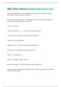 BIO 3232 Oakland University Exam One Questions And Answers With Verified Solutions Graded A+