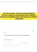 NCLEX PN 2024 / PN NCLEX EXAM NEWEST ACTUAL EXAM 180 QUESTIONS AND CORRECT DETAILED ANSWERS WITH RATIONALES (VERIFIED ANSWERS)