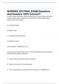 NURSING 235 FINAL EXAM Questions And Answers 100% Correct!!!