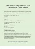 MHA 707 Exam 2- Special Topics. Exam Questions With Correct Answers