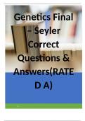 Genetics Final – Seyler Correct Questions & Answers(RATED A)