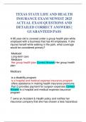 TEXAS STATE LIFE AND HEALTH INSURANCE EXAM NEWEST 2025 ACTUAL EXAM QUESTIONS AND DETAILED CORRECT ANSWERS | GUARANTEED PASS