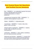 Pest Control Exam Set Questions  And Verified Correct Solutions