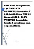 CMY3706 Assignment 1 (COMPLETE ANSWERS) Semester 2 2024 (618440) - DUE 12 August 2024 ; 100% TRUSTED Complete, trusted solutions and explanations.