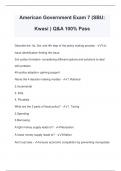 American Government Exam 7 (SBU: Kwasi ) Q&A 100% Pass