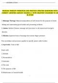 MASSAGE THERAPY PRINCIPLES AND PRACTICE UPDATED QUESTIONS WITH CORRECT ANSWERS ALREADY GRADED A+ WITH RELEVENT DIAGRAMS TO AID IN STUDY