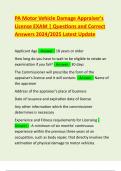 PA Motor Vehicle Damage Appraiser's License EXAM | Questions and Correct Answers 2024/2025 Latest Update