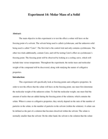 Molar Mass of a Solid Lab Report