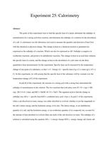 Calorimetry Lab Report 