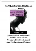 Advanced Health Assessment of Women Clinical Skills and Procedures 5th Edition Carcio and Secor Test Questions and Textbook  