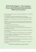 PSYCH 435 Chapter 2 - The Counselor: Person and Professional Exam Questions With Correct Answers