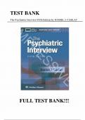 Test Bank - for The Psychiatric Interview Fifth Edition by DANIEL J. CARLAT, All Chapters | Complete Guide A+