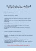 ACAS Best Practice Knowledge Exam 2 Questions With Verified Answers