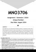 MNO3706 Assignment 1 (ANSWERS) Semester 2 2024 - DISTINCTION GUARANTEED