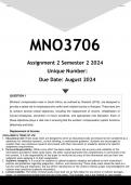 MNO3706 Assignment 2 (ANSWERS) Semester 2 2024 - DISTINCTION GUARANTEED