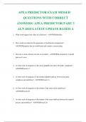 APEA PREDICTOR EXAM MISSED QUESTIONS WITH CORRECT ANSWERS/ APEA PREDICTOR PART 3 ALN 2024 LATEST UPDATE RATED A