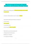 FIN 2114 Invest & Financial Literacy Questions and Answers Already Passed