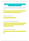 Wise Financial Literacy Test Questions  and Answers Graded A+